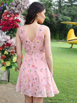 Women's Pink Coral Fit and Flare Easy Everyday Dress