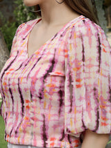 Women's Pink Printed Floral Top