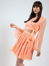 Women's Pink Coral Solid Top and  Skirt