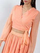 Women's Pink Coral Solid Top and  Skirt