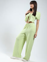 Women's Green Solid Top and Trouser Co-ord Set