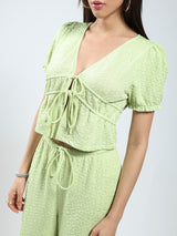 Women's Green Solid Top and Trouser Co-ord Set