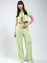 Women's Green Solid Top and Trouser Co-ord Set