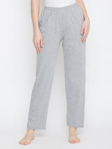 Women's Grey Solid Cotton Pyjama
