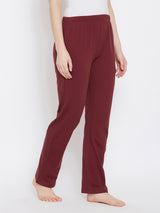 Women's Red Solid Cotton Pyjama