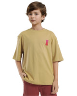 Boys Yellow Casual Oversized Fit Printed Half Sleeves Tshirt