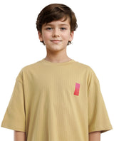 Boys Yellow Casual Oversized Fit Printed Half Sleeves Tshirt