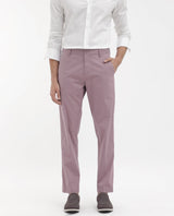 Men's Pink Casual Straight Fit Solid Trouser