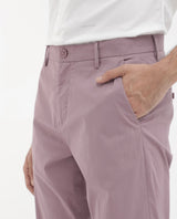Men's Pink Casual Straight Fit Solid Trouser