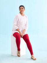 Women's Solid Cherry Mid Rise Slim Fit Ankle Length Legging
