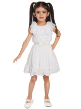 Girls White Sleeveless Party Dress