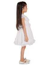 Girls White Sleeveless Party Dress