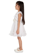 Girls White Sleeveless Party Dress