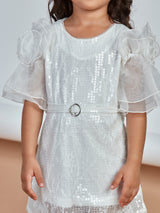 Girls White Party Wear Dress