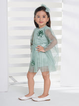 Girls Green Festive Wear Dress