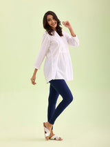 Women's Solid Navy Slim Fit Ankle Length Legging