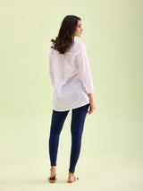 Women's Solid Navy Slim Fit Ankle Length Legging