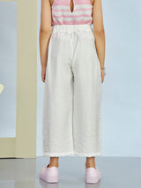 Girls White Casual Wear Pant