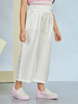 Girls White Casual Wear Pant