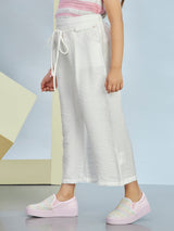 Girls White Casual Wear Pant