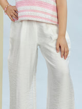 Girls White Casual Wear Pant