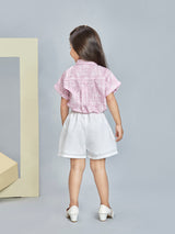 Girls Pink Casual Shorts Set