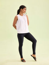 Women's Solid Black Shimmer Legging