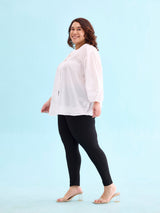 Women's Solid Black Ribbed Legging