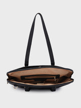 Women's Black Faux Leather Laptop Backpack Handbag 8L