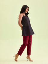 Women's Solid Maroon Cotton Mid Rise Kurti Pant