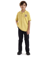 Boys Yellow Casual Regular Fit Printed Half Sleeves Tshirt