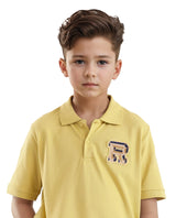 Boys Yellow Casual Regular Fit Printed Half Sleeves Tshirt