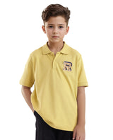Boys Yellow Casual Regular Fit Printed Half Sleeves Tshirt