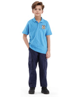 Boys Blue Casual Regular Fit Solid Half Sleeves Polo Tshirt