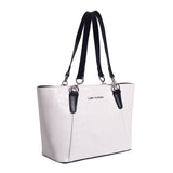 Women's Off White Casual Solid Tote Bag