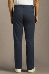 Men's Navy Blue Slim Fit Mid Rise Trouser