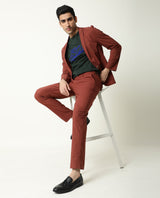 Men's Red Casual Slim Fit Solid Trouser