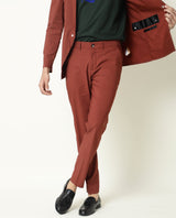 Men's Red Casual Slim Fit Solid Trouser