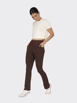 Women's Brown Solid Sports High Rise Trouser