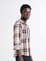 Men's Beige Casual Regular Fit Checked Full Sleeves Shirt