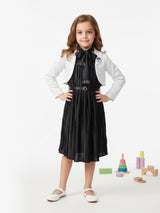 Girls Grey Party Wear Dress Shrug Belt Scarf