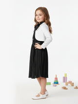 Girls Grey Party Wear Dress Shrug Belt Scarf