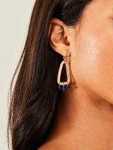 Women's Blue Triple Bead Oval Drop Earrings