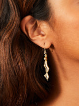 Women's Gold Wavey Molten Drop Earrings