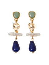 Women's Blue Eclectic Pearl Gem Drop Earrings