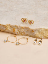 Women's Goldheart Stud and Hoops - Set of 3