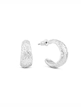 Women's Silver Molten Hoop Earrings