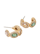 Women's Gold Pave Jewel Hoop Earrings