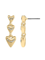Women's Gold Triple Heart Drop Earrings