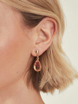 Women's Pink Pressed Flower Tear Drop Earrings